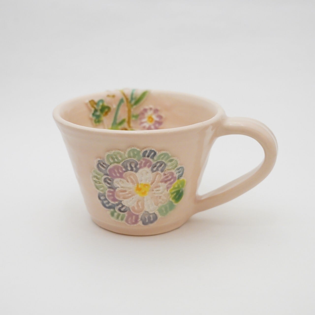【陶芸工房ラ・プエルタ】ピンク花カップ