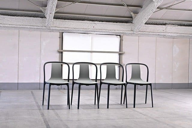 Vitra 12万 ロナン＆エルワン・ブルレック「Belleville chair/ベルヴィルチェア」椅子 グレー 4脚セット 会議用 スタッキング ヴィトラ【中古家具/中古インテリア/USED家具ユーズド家具/リサイクル】