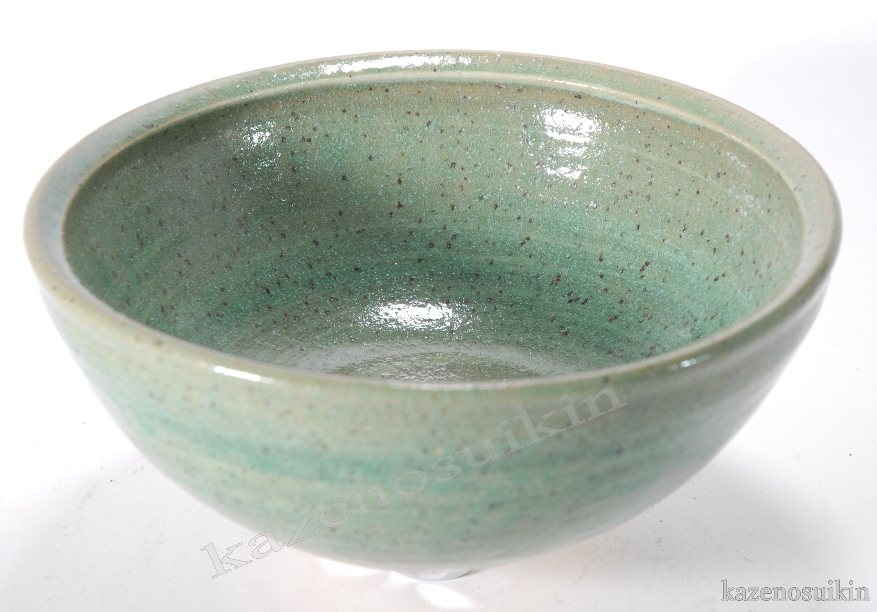 緑釉うずしお手洗鉢 (器具付) （信楽焼・陶器・手洗い鉢）138-03 shigaraki