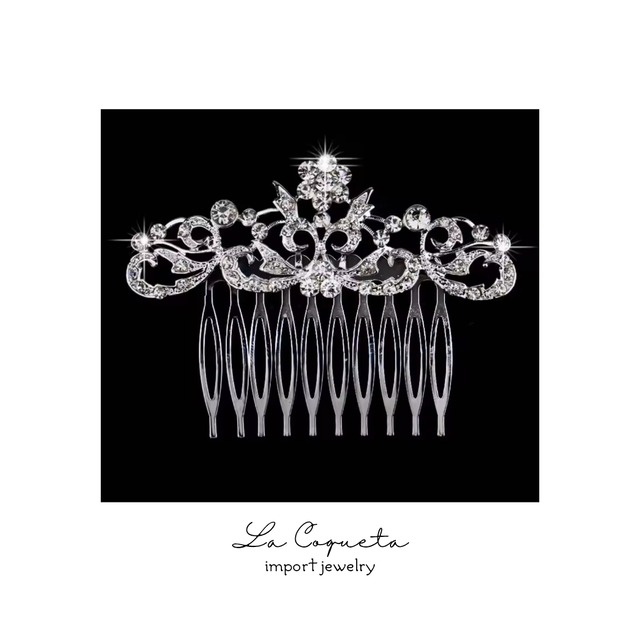 クリスタルフラワーコーム（シルバー）