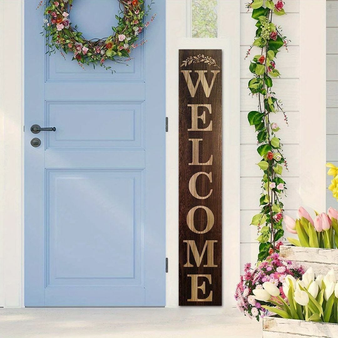新品　木製のWELCOMEボード　玄関用飾り 縦型welcomeボード 看板 玄関 フロント 木製 ウェルカムボード