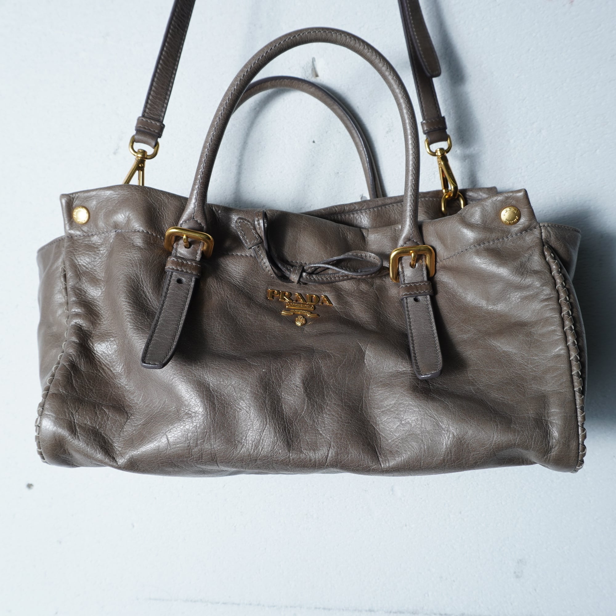 PRADA ヴィテロシャイン 2WAYバッグ ショルダー トート レザー PRADA