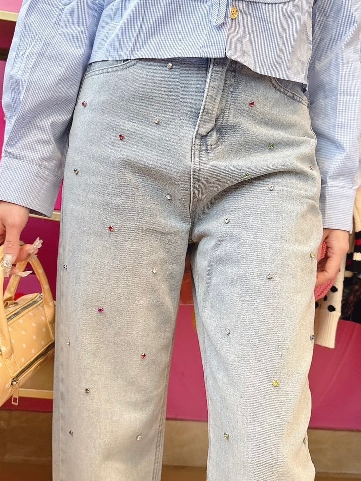 カラフルビジューデニム♡韓国/レディースファッション/可愛い/おしゃれ/ラフ/可愛い/カジュアル/キラキラ/(5-211)