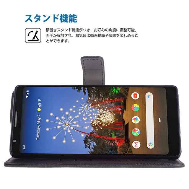 Google Pixel 3a ケース 手帳型 カード収納 Pixel3a [ docomo/SoftBank/SIMフリー ] グーグル ピクセル3a カバー スマホケース スタンド機能 PUレザー ストラップホール付き マグネット式 耐衝撃 カードホルダー 札収納 写真位 全面保護 レトロ 財布型 [ブラック]