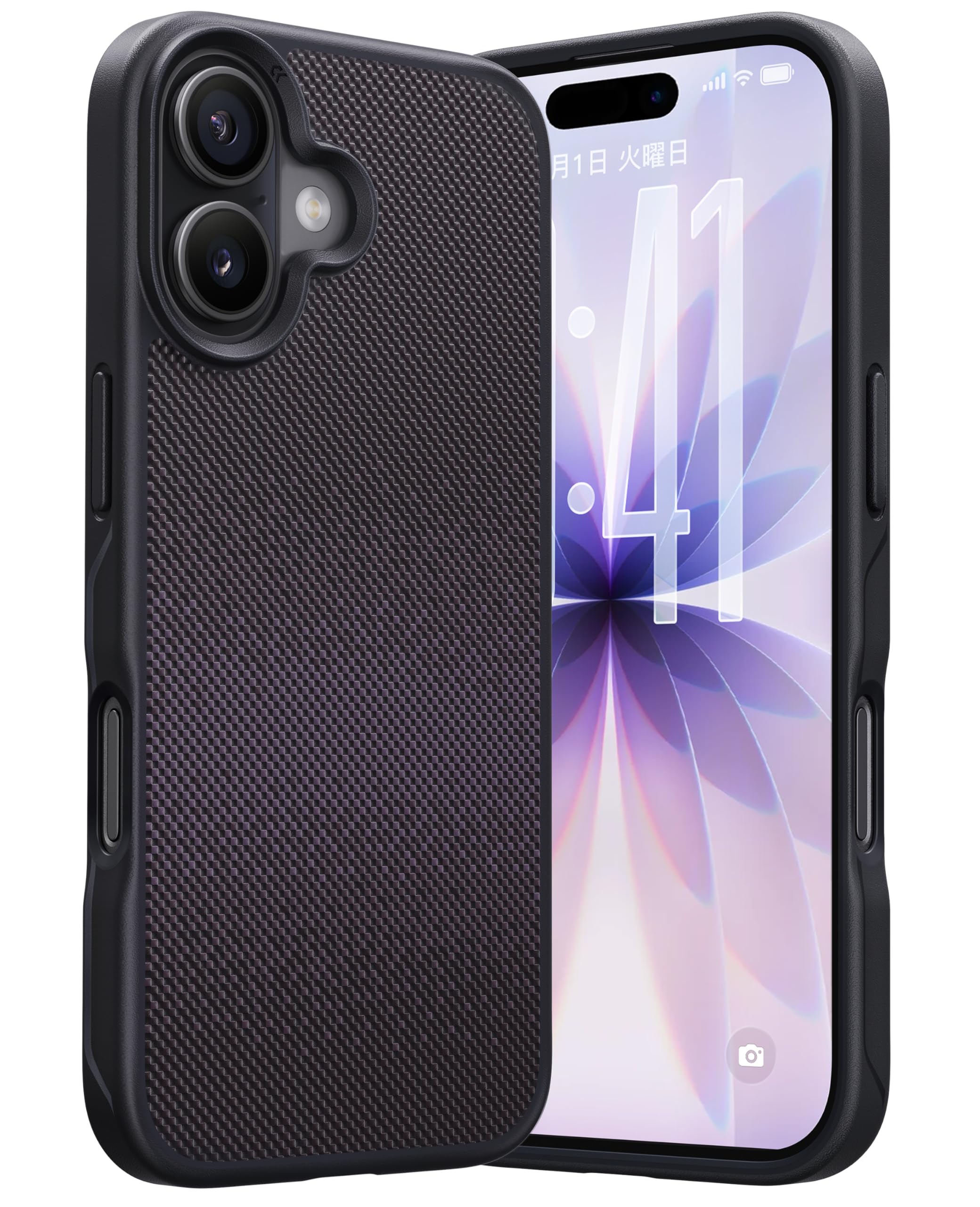 CASEKOO iPhone 17 用 ケース 【高精度MagSafe対応・OISafe充電保護】耐衝撃 滑り止め 指紋防止 米軍MIL規格 マット仕上げ マグネット搭載 衝撃吸収 頑丈 ストラップホール付き スマホスタンド付き あいふおん17用ケース 6.3 インチ バンパー(ディープパープル)