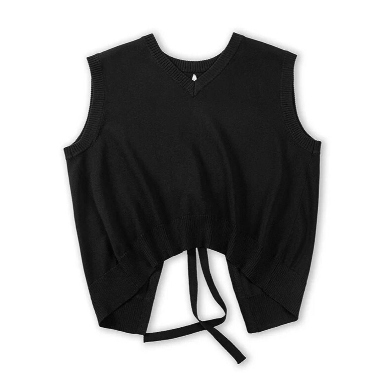 Back Ribbon Knitted Vest / バック リボン ニット ベスト