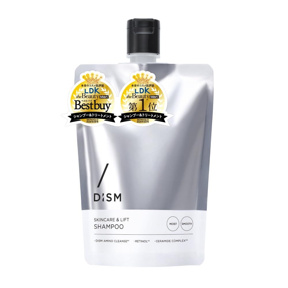 【努力特価】岩田剛典 アンバサダー DISM スキンケアアンドリフトシャンプー モイストアンドスムース スキンケア シャンプー 200g アミノ酸 頭皮 保湿 セラミド レチノール 美容液 頭皮ケア 男女兼用 パサつき さらさら ディズム