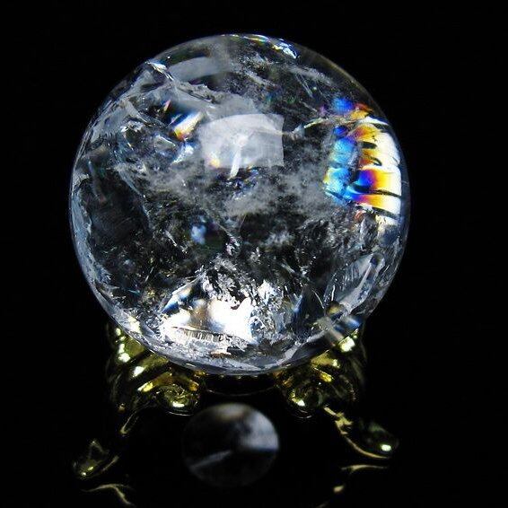 アイリスクォーツ 水晶 丸玉 虹入り 28mm 水晶玉 置物 スフィア 141-6937