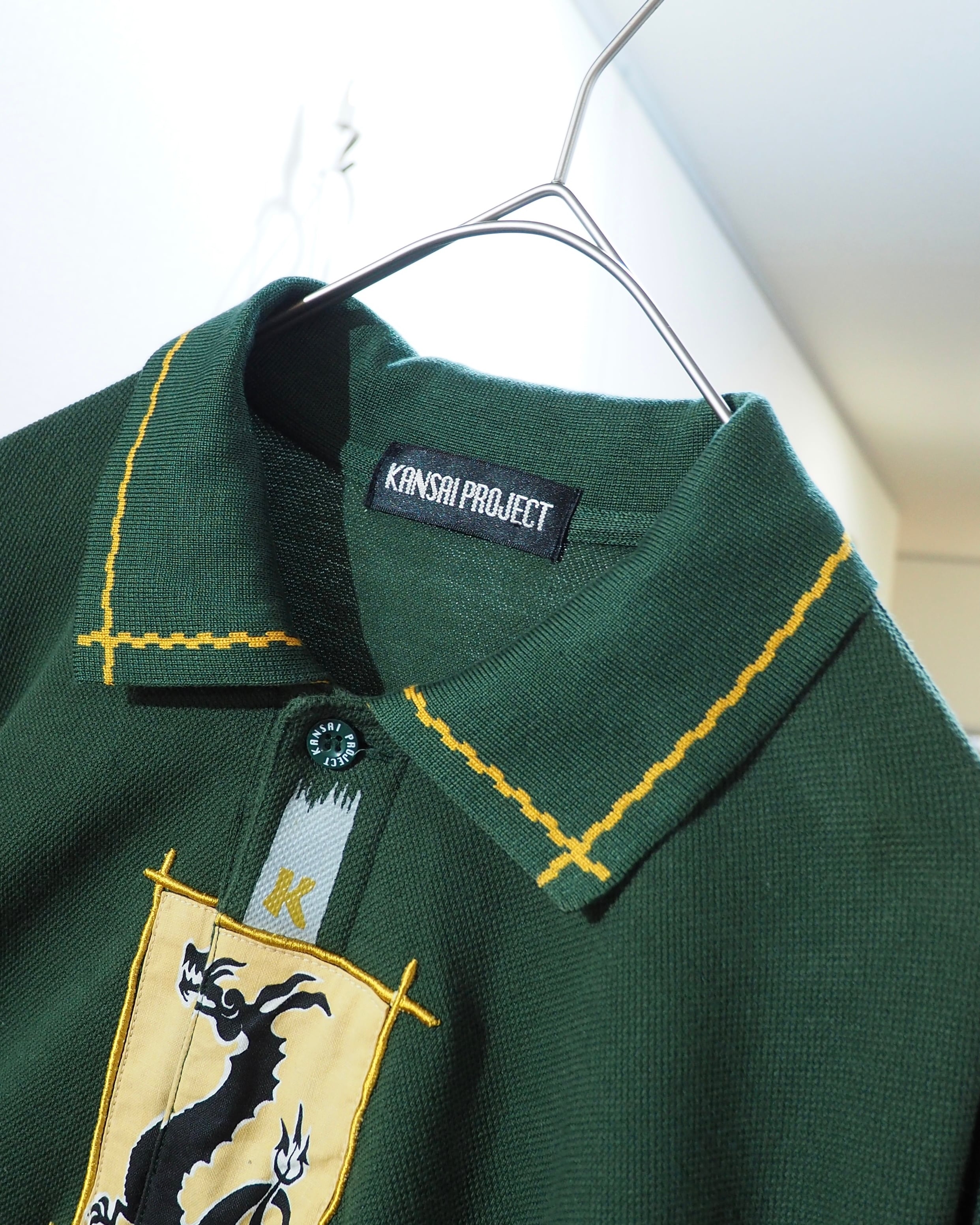 1990s " KANSAI PROJECT " ” 双竜 ” Embroidery vintage Long Sleeve Polo Shirt