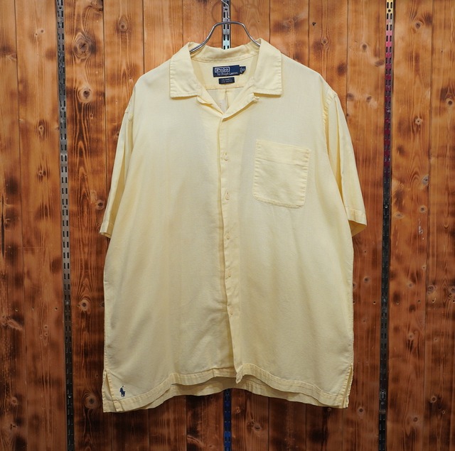ralphlauren caldwell コットン 開襟シャツ XL/オープンカラーシャツ ラルフローレン イエロー