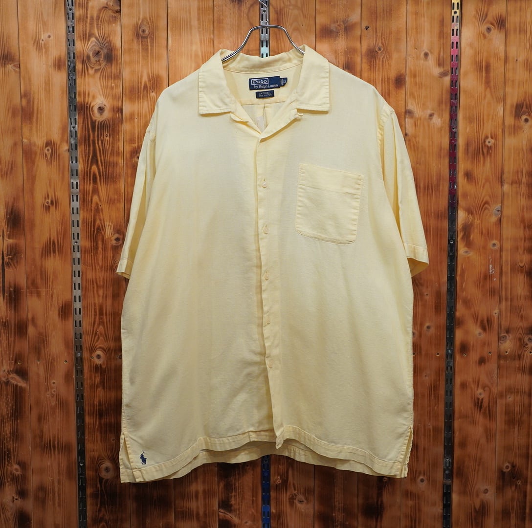ralphlauren caldwell コットン 開襟シャツ XL/オープンカラーシャツ ラルフローレン イエロー