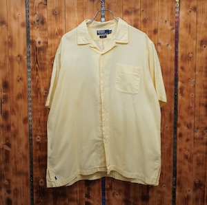 ralphlauren caldwell コットン 開襟シャツ XL/オープンカラーシャツ ラルフローレン イエロー
