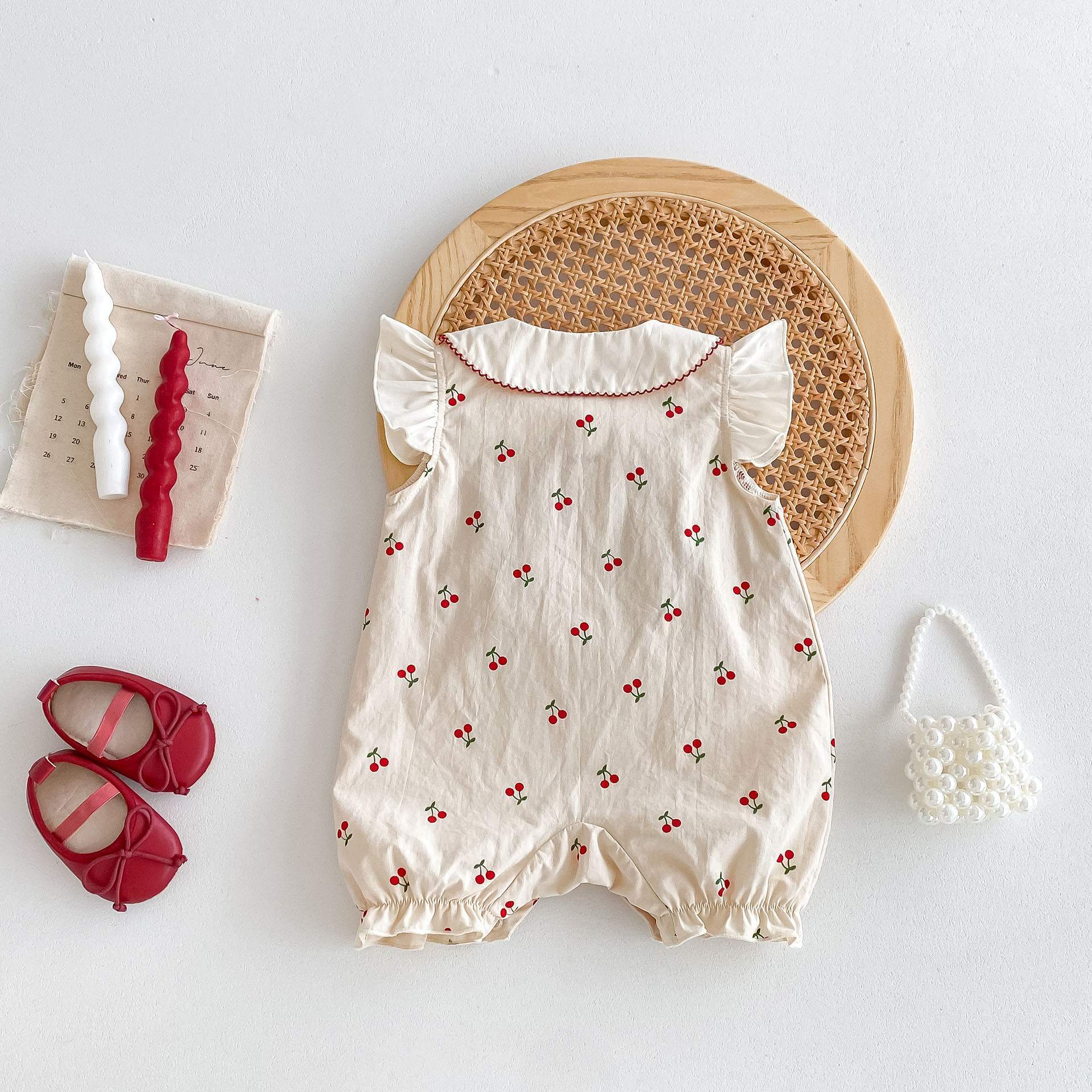 丸襟チェリーロンパース