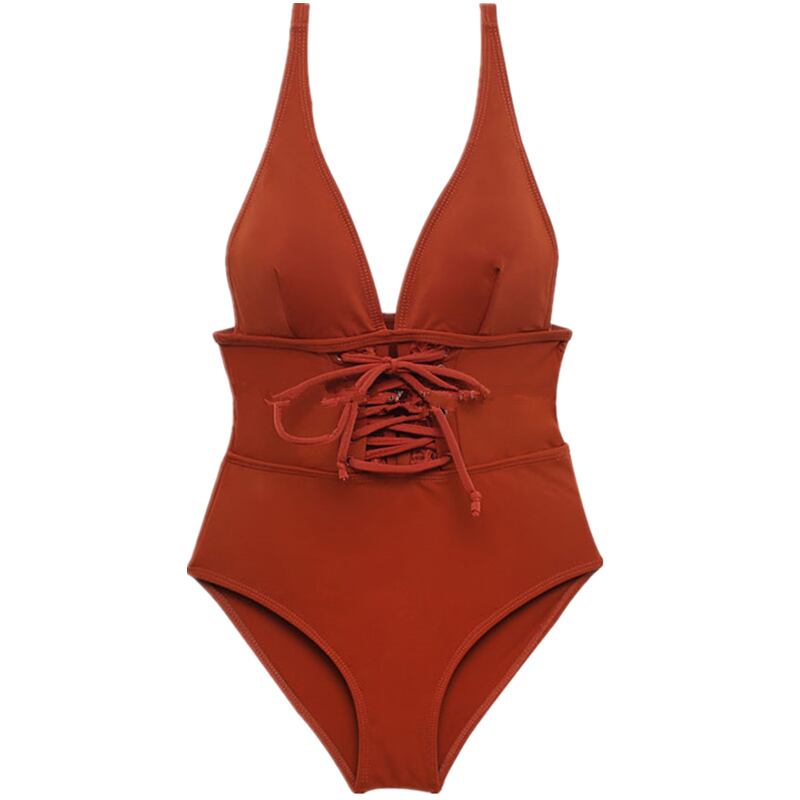 水着 ワンピース レースアップ ｖネック 無地 セクシー おしゃれ 大人スタイル きれいめ エレガント 体型カバー 夏 海 リゾート レディース Joogle ジョーグル