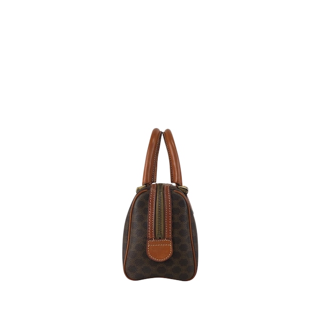 CELINE セリーヌ マカダム ショルダーバッグ ブラウン ブラゾン型押し PVC 2WAY ミニボストン vintage ヴィンテージ オールド 2kpnhi