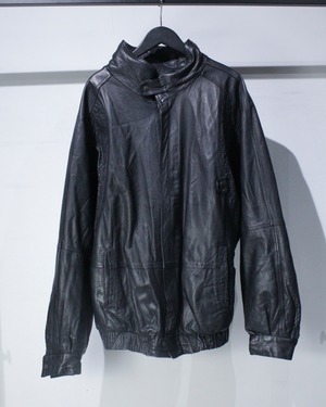 【Caka BLACK】Dolman Sleeve Vintage Stand Collar Leather Jacket