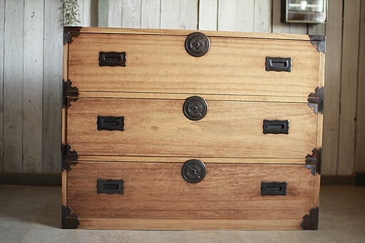 丸金具　時代箪笥3段　タンス 丸金具 時代箪笥3段 タンス | denbee 古道具