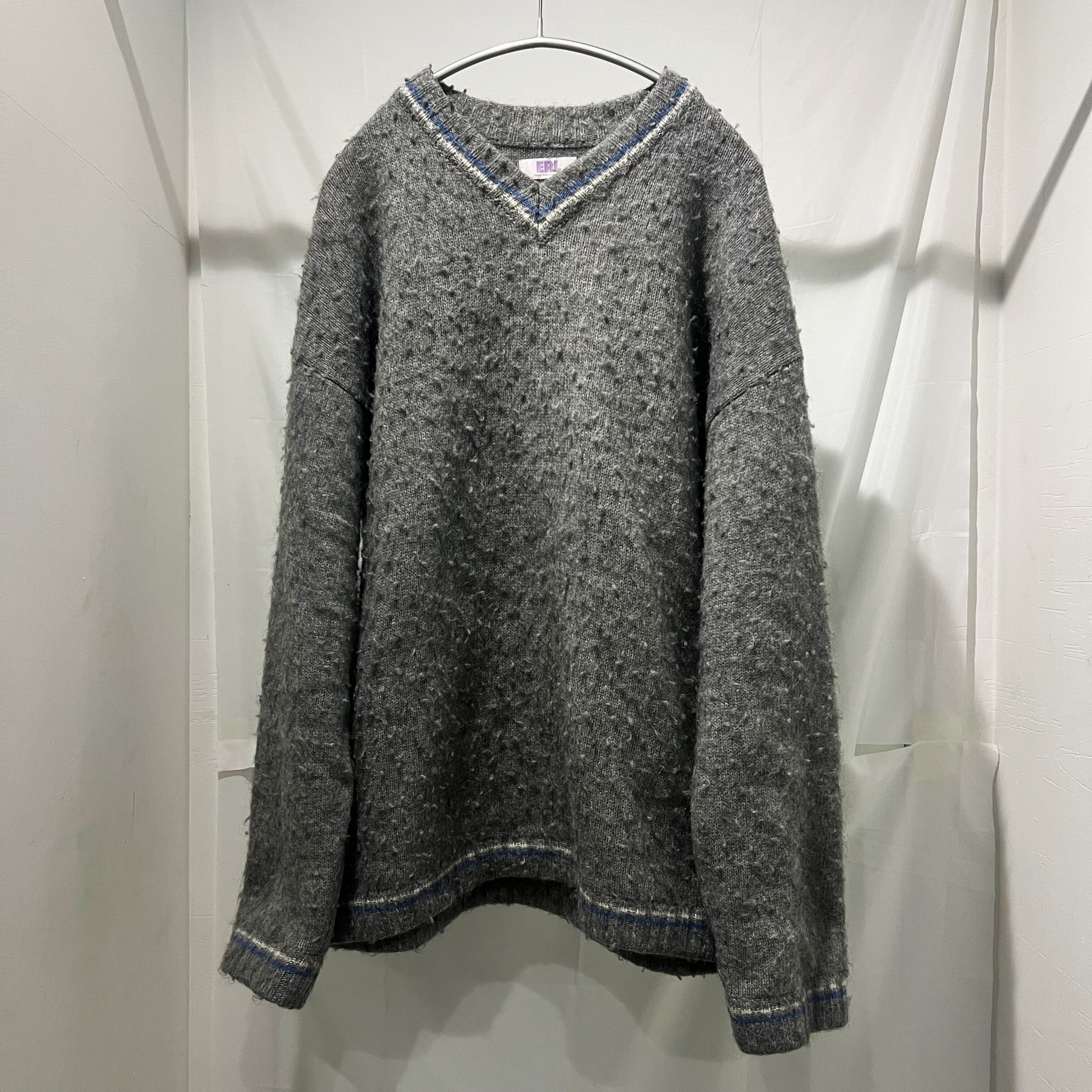 ERL イーアールエル 22SS Pilling Overwashed Sweater Vネックニット 