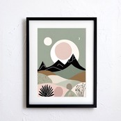Moonrise Landscape｜北欧ミニマルの抽象ランドスケープアートポスター｜静かな色彩で空間を整えるインテリア｜｜A3ポスター