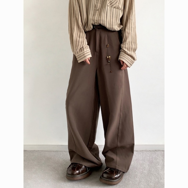 jiwuusブラウンストレートカジュアルパンツ
