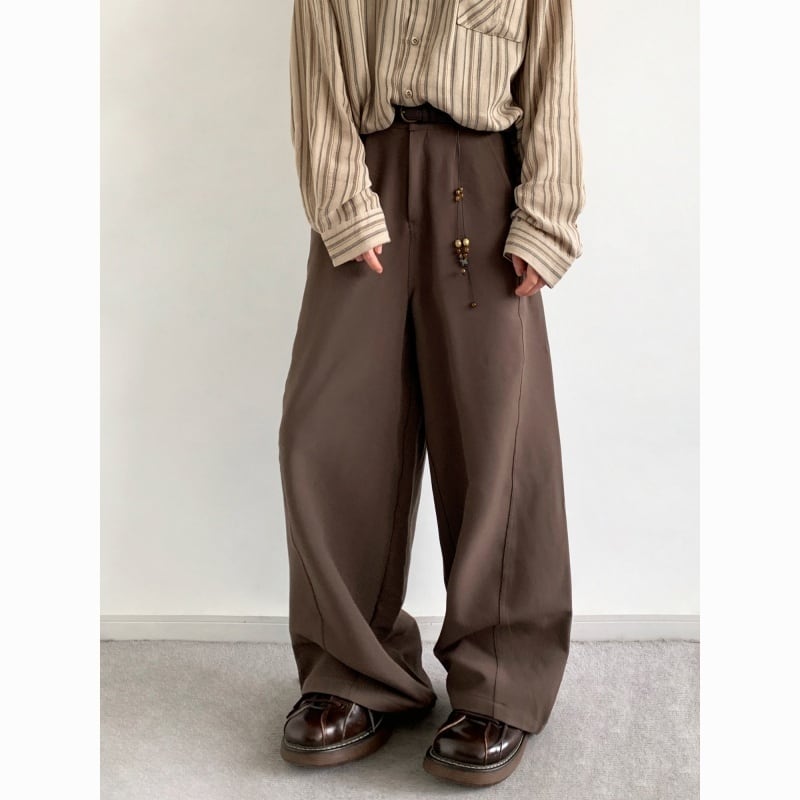 jiwuusブラウンストレートカジュアルパンツ