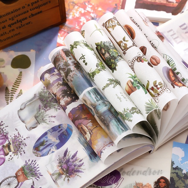 都市を楽しむ和紙シールブック＋素材紙　50枚入り　惬意时光（Leisure Time）シリーズ[SN-3s]