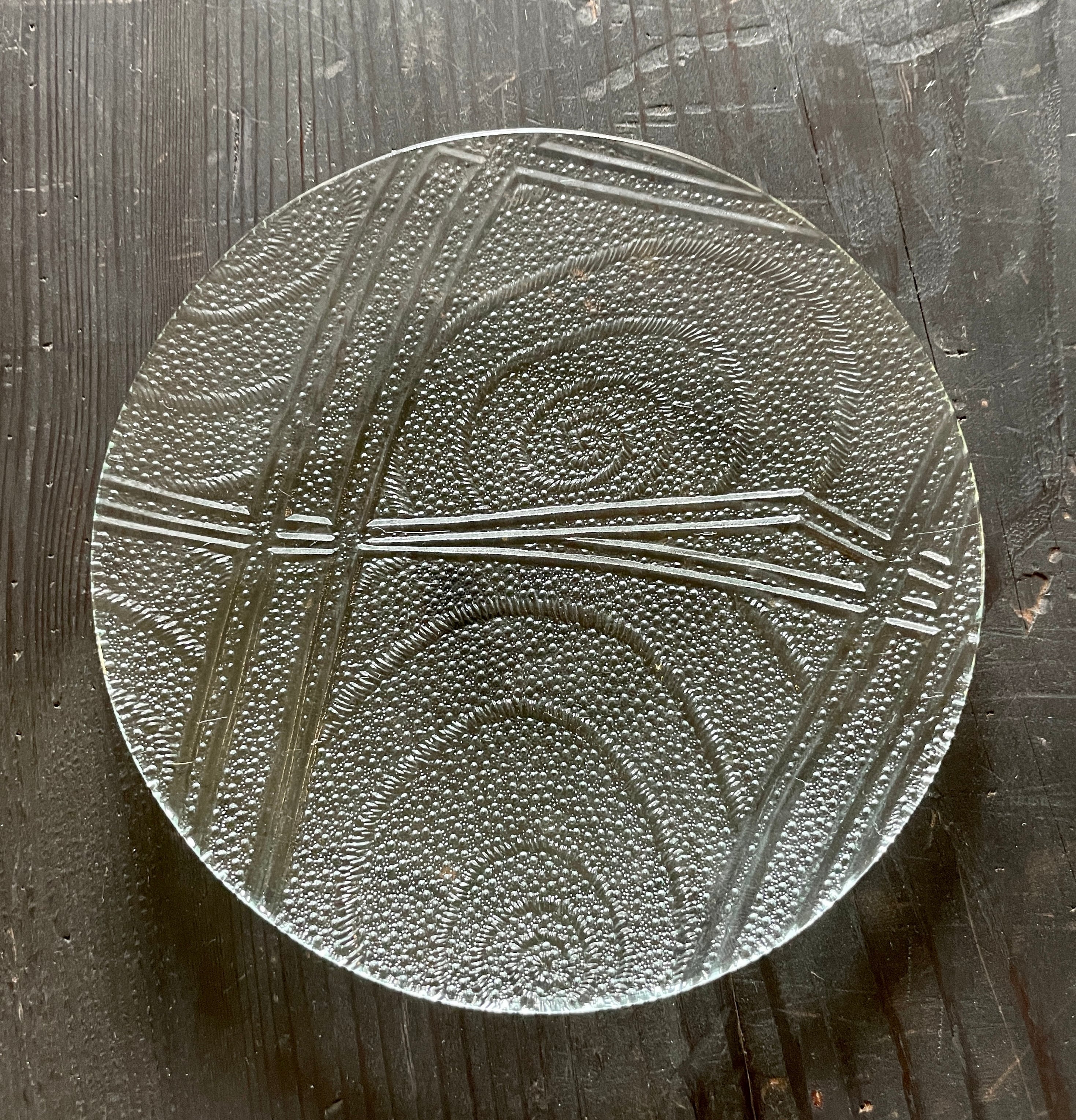 昭和型板ガラス「ハイウェイ」　皿　円形　中（Φ150mm）