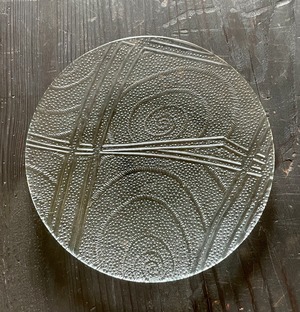 昭和型板ガラス「ハイウェイ」　皿　円形　中（Φ150mm）