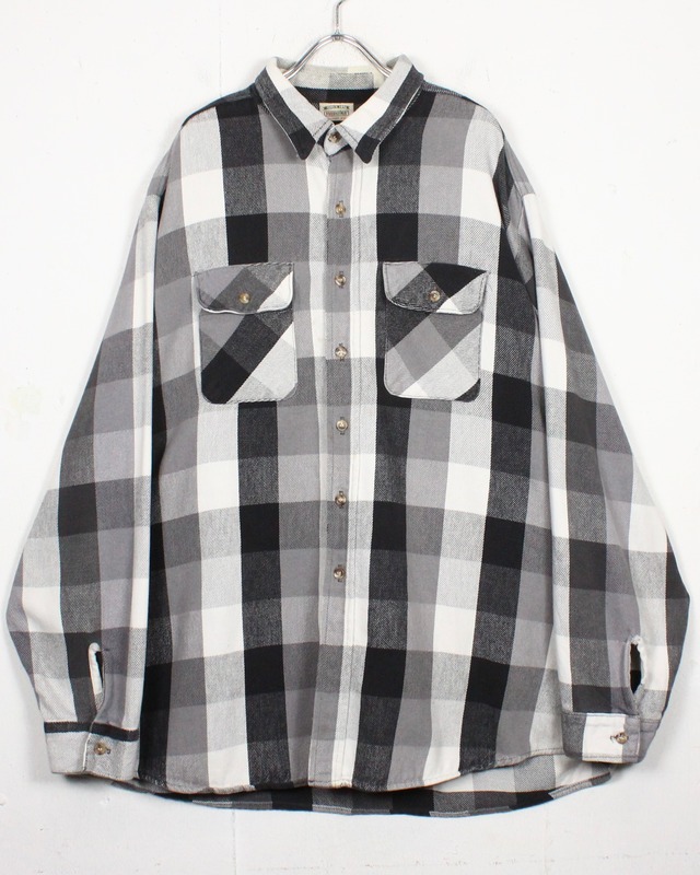 【Caka act2】90's “FIVE BROTHER” Checkered Heavy Flannel Shirt
