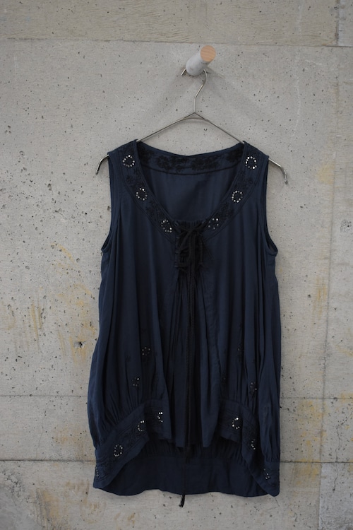 Black sleeveless top with sequins