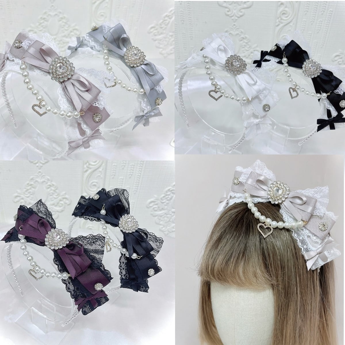 ハートチャームパールリボンカチューシャ | Maiden's Rêve