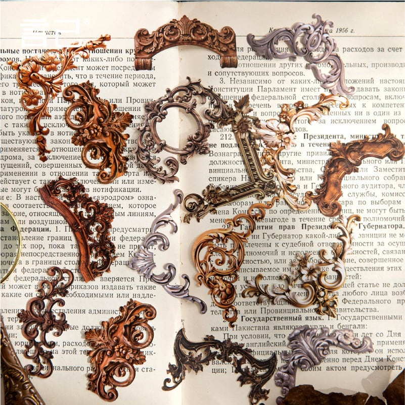 ヴィンテージ風角フレームシールセット 5種20枚入り 浪漫法则（Law of