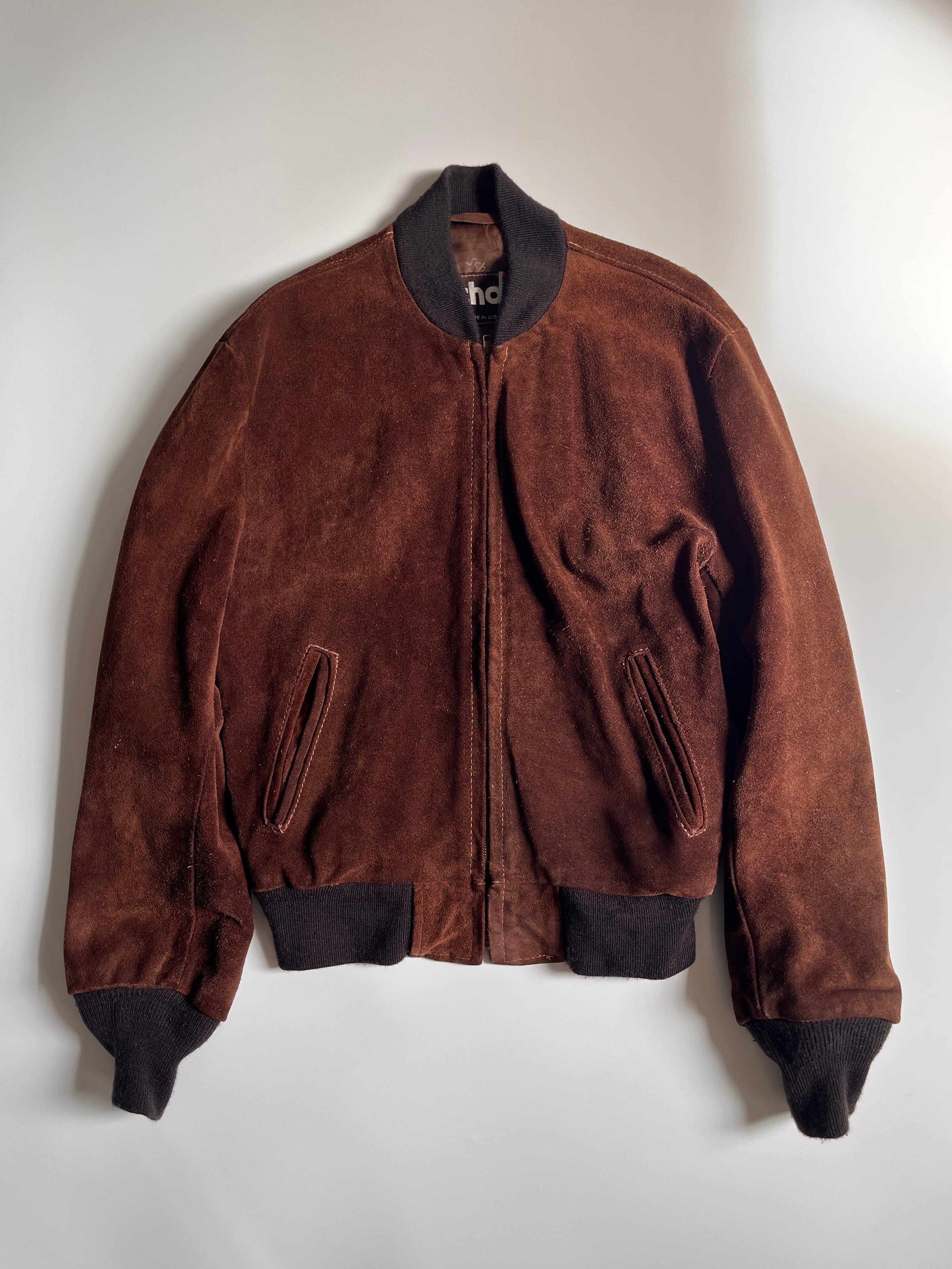 Schott ショット スエード ジップアップ ブルゾン ブラウン メンズ 牛革 アメリカ製 40 M相当 古着 ヴィンテージ