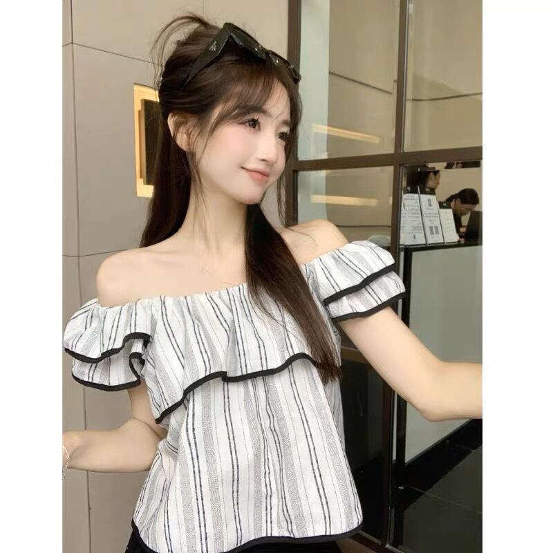 CHICWISH★オフショルダーストライプ柄ワンピース☆ 44441fb8b142692fd18702fb83e165