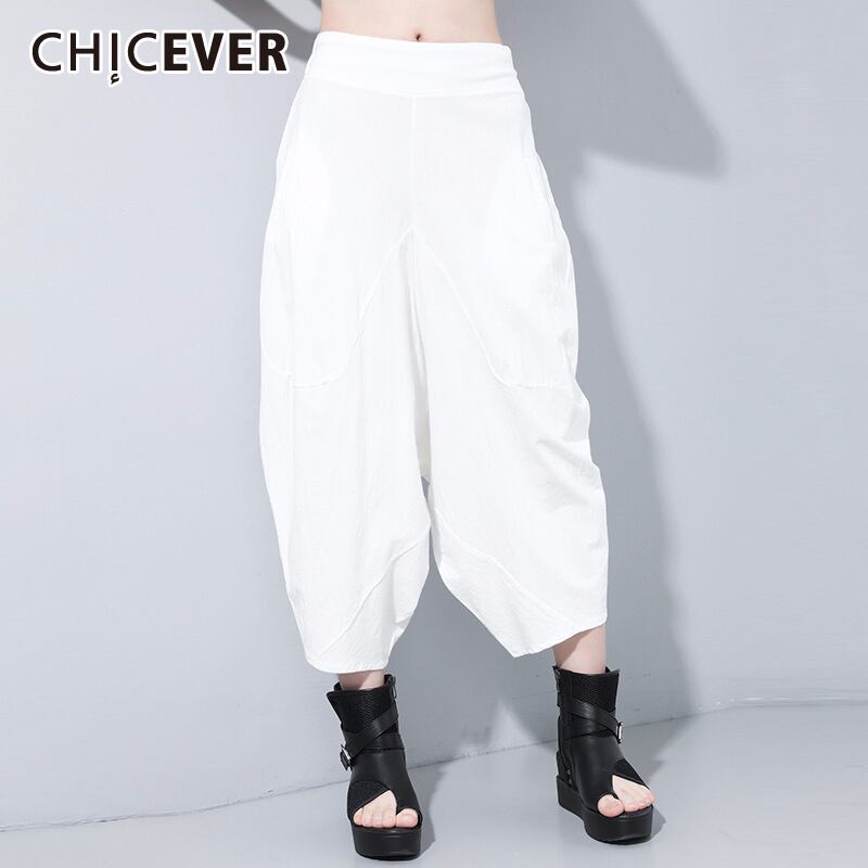 CHICEVERズボンレディースエラスティックウエストポケットプラスサイズハーレムパンツ2020年夏ストリートウェア 伸縮 大きめサイズ サマー 夏物 6base534562732270