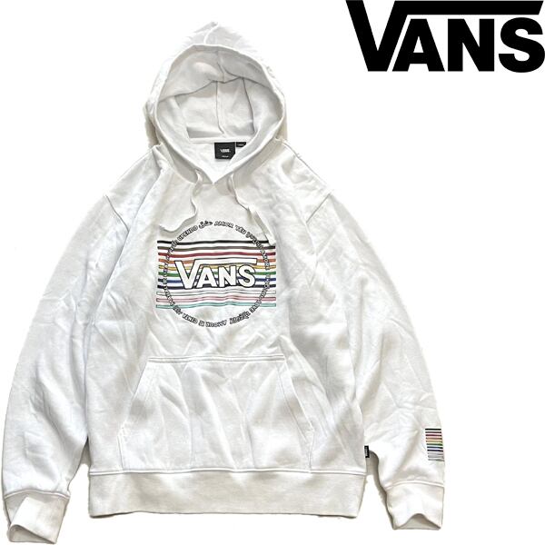 1点物◇バンズVANS白プリントスウェットパーカー古着メンズML