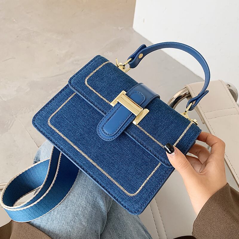 香港スタイルのレトロな小さなバッグ女性のバッグ2020人気の新しいトレンディなファッションデニムワンショルダー小さな正方形のバッグネット赤いハンドバッグ Tiancai_Wing_Bag0774698