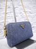 【美品】PRADA プラダ CANAPA カナパ ヴィンテージ加工 デニム クロスボディ ショルダー カメラ バッグ ポーチ 青◆クロスボディ仕様の定番