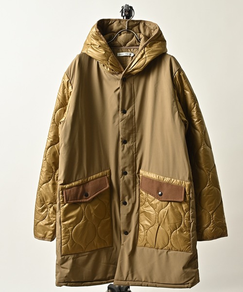 HOUSE OF BLUES Sleeve switching quilted rib hooded coat (BEG) 1923142  (DEPROID sponsored brands)