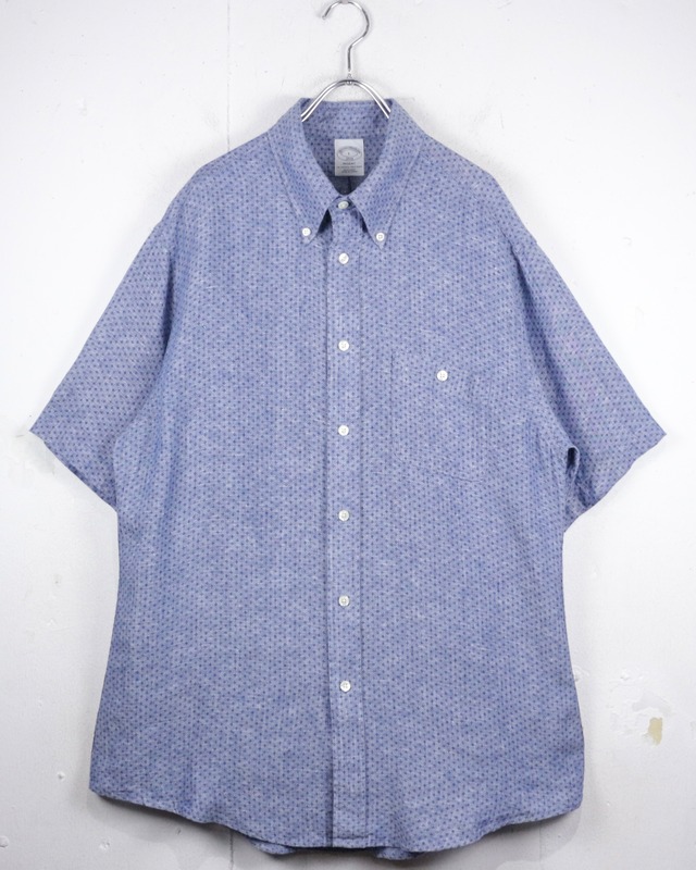 【Caka act2】“Brooks Brothers” Total Pattern Vintage S/S Linen Shirt