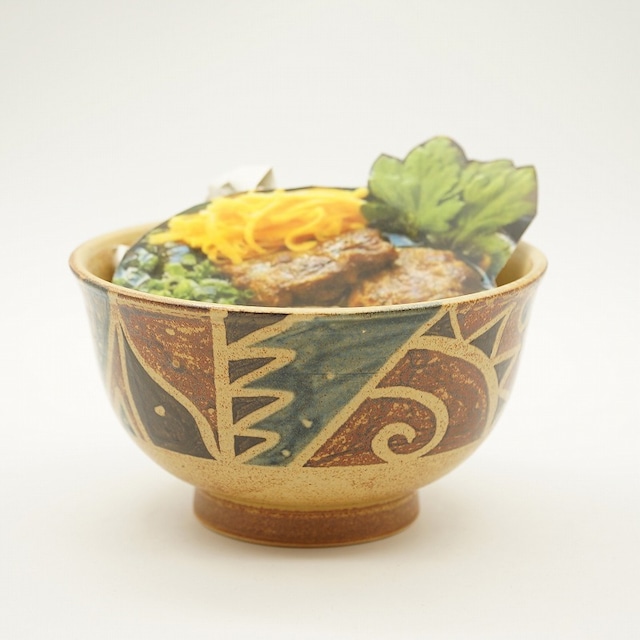 6.5寸そばマカイ　藍彩線彫り【石倉陶器所】