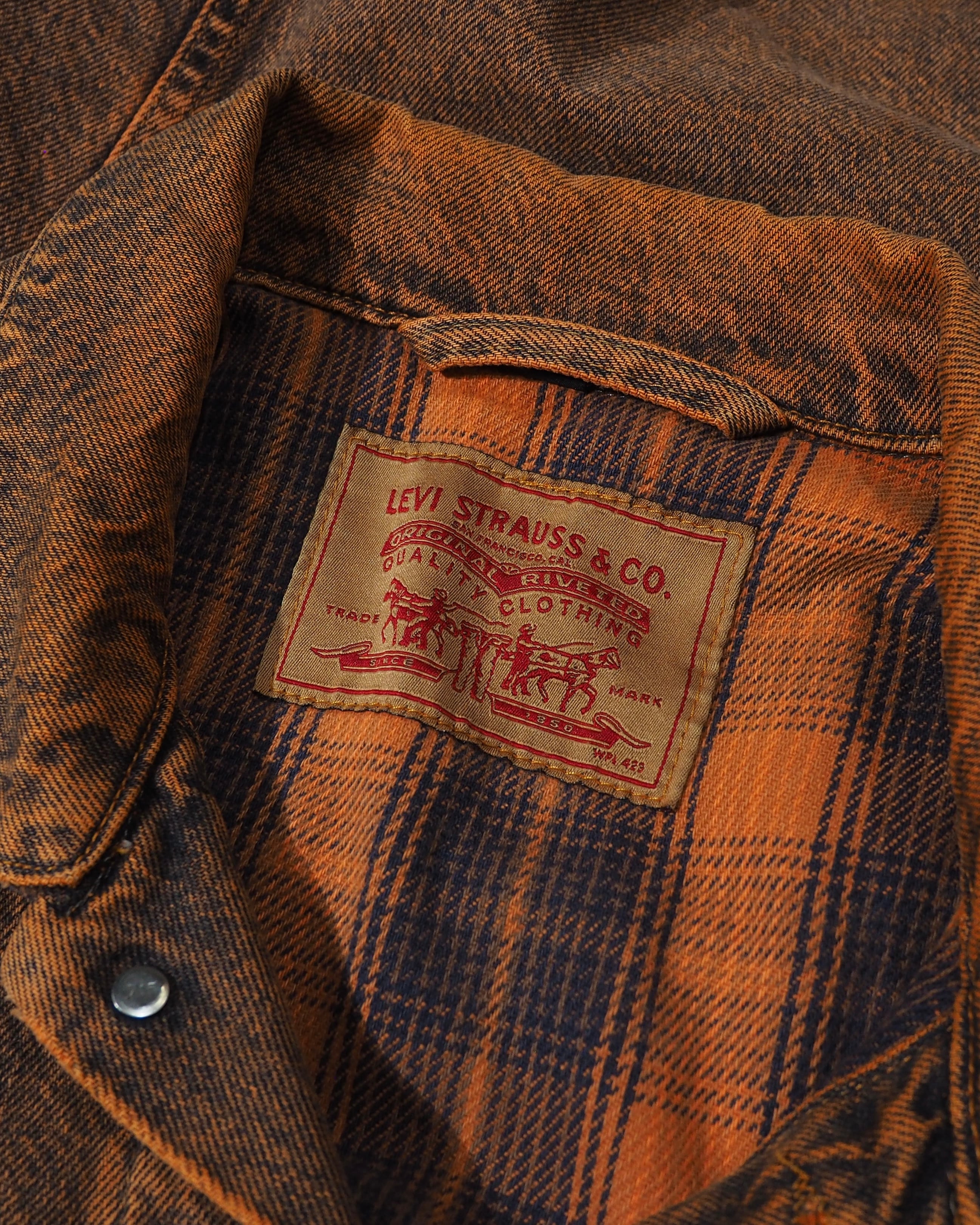 1990s " Made in USA - LEVI’S " Dark Orange Over Dyed vintage Denim jacket