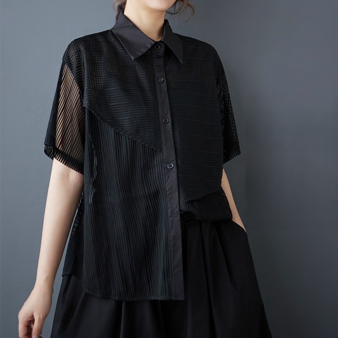 メッシュ切替 ボタンダウンシャツ  30125