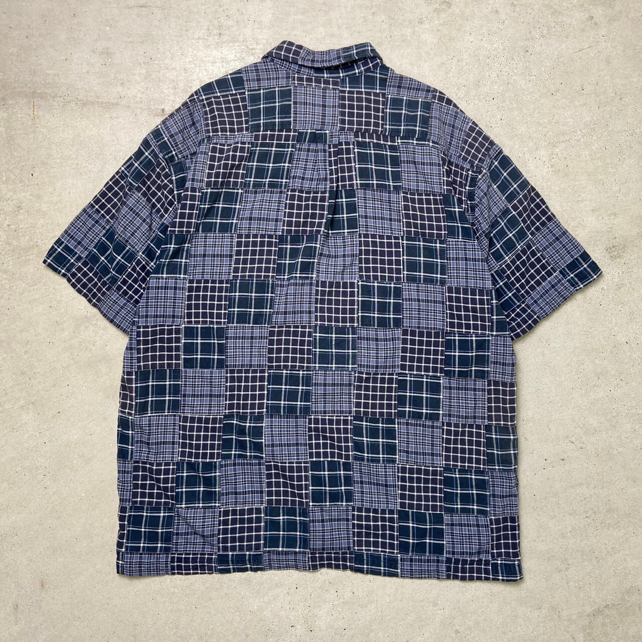 00年代 OLD NAVY オールドネイビー 半袖 パッチワークシャツ メンズ2XL 