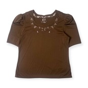 伊太利屋 イタリヤ ラインストーン スネーク 半袖シャツ カットソー 11A2/ブラウン レディース