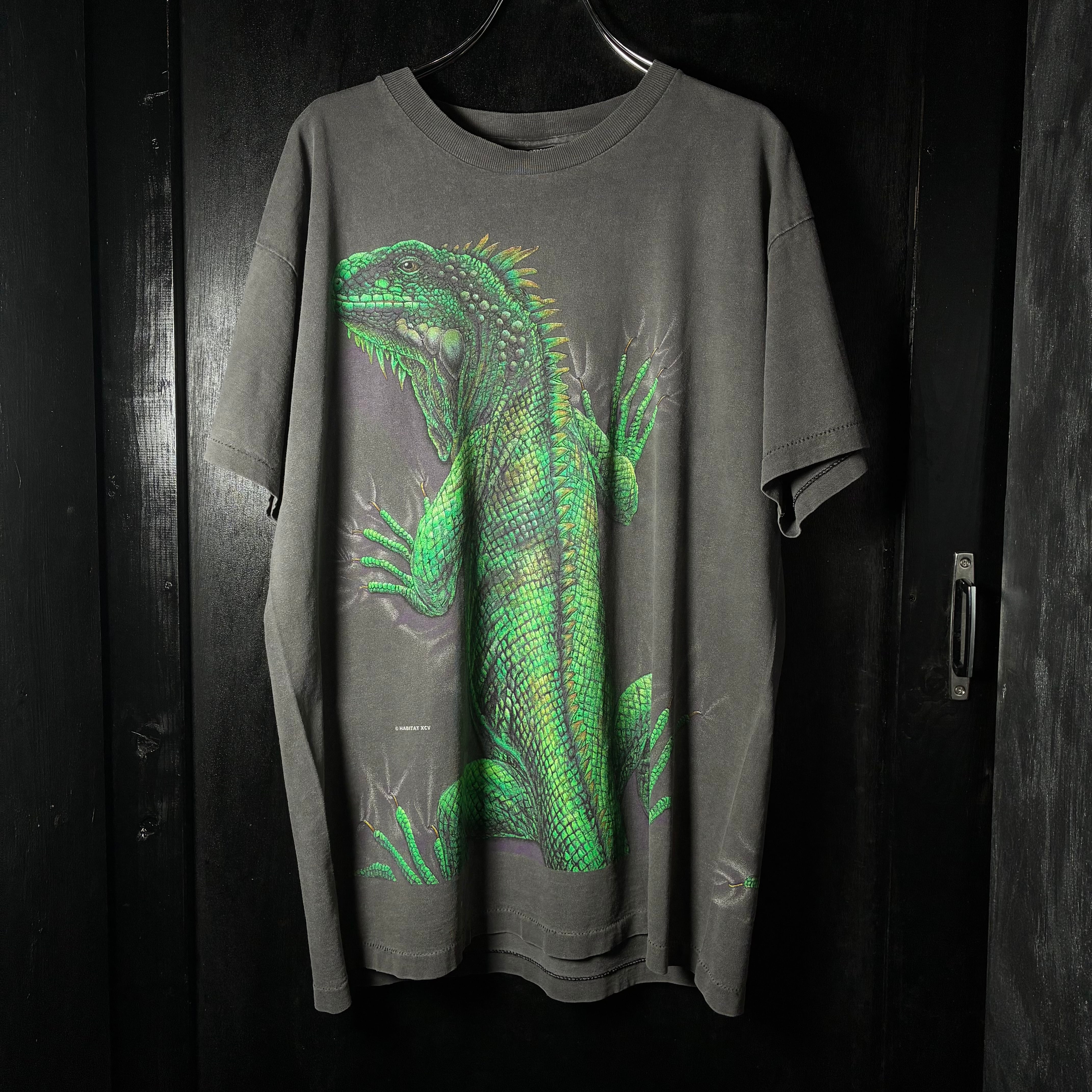90s USA SIGNAL SPORT イグアナ アニマルTシャツ 黒 L | 古着屋 the moon