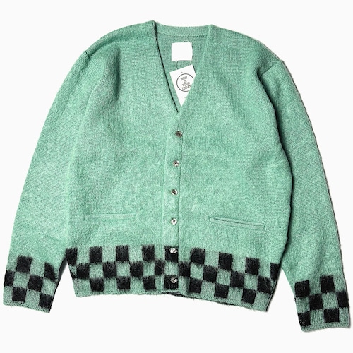 【TODAY edition】CHECKER MOHAIR CARDIGAN（BLUE）
