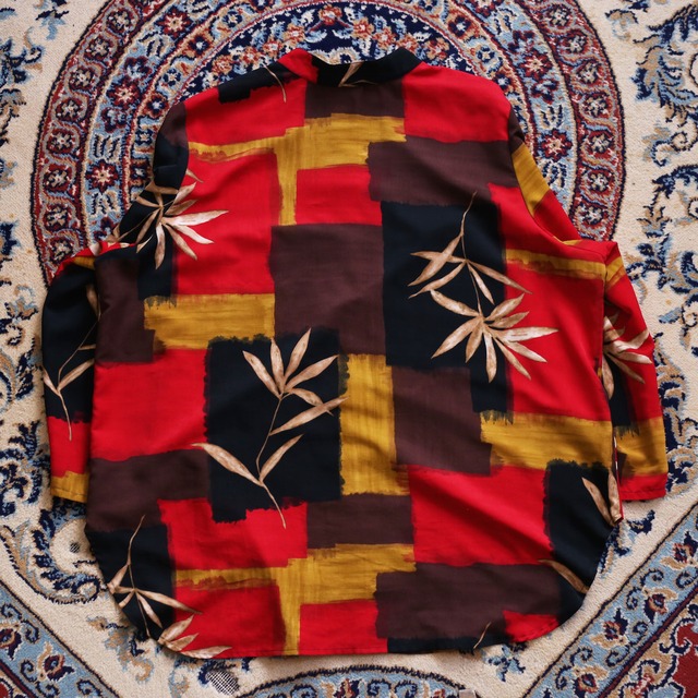 panel art graphic l/s band collar shirt