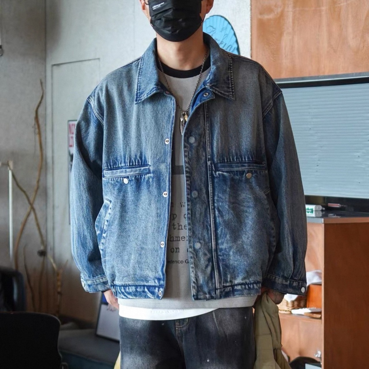 Vintage wash denim jacket 1224 - 8