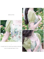 【0014】French Style Green Short Sleeve Dress